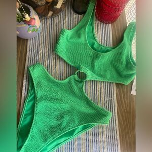 Pacsun La Hearts Small  Neon Green Terry Cloth One Piece Halter Swimsuit Costume